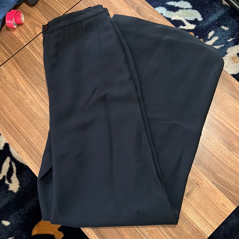 vintage bergdorf goodman chanel karl lagerfeld wide leg high rise trousers navy